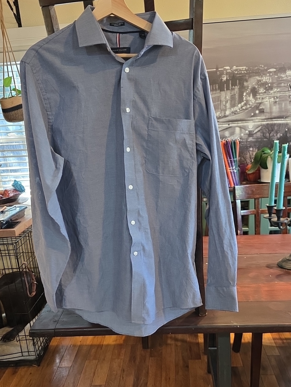 Tommy Hilfiger Men's Blue Button-Up Dress Shirt